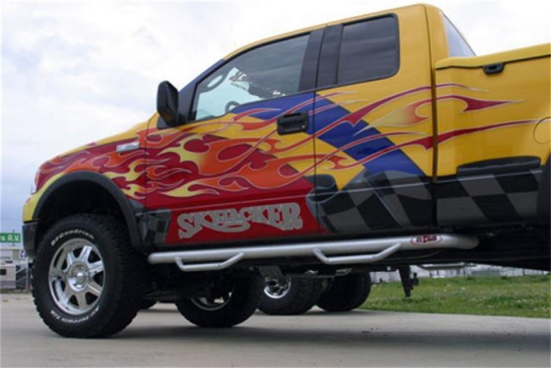 N-Fab Nerf Step 04-08 Ford F-150/Lobo Quad Cab - Gloss Black - Cab Length - 3in - Mammoth Racing -