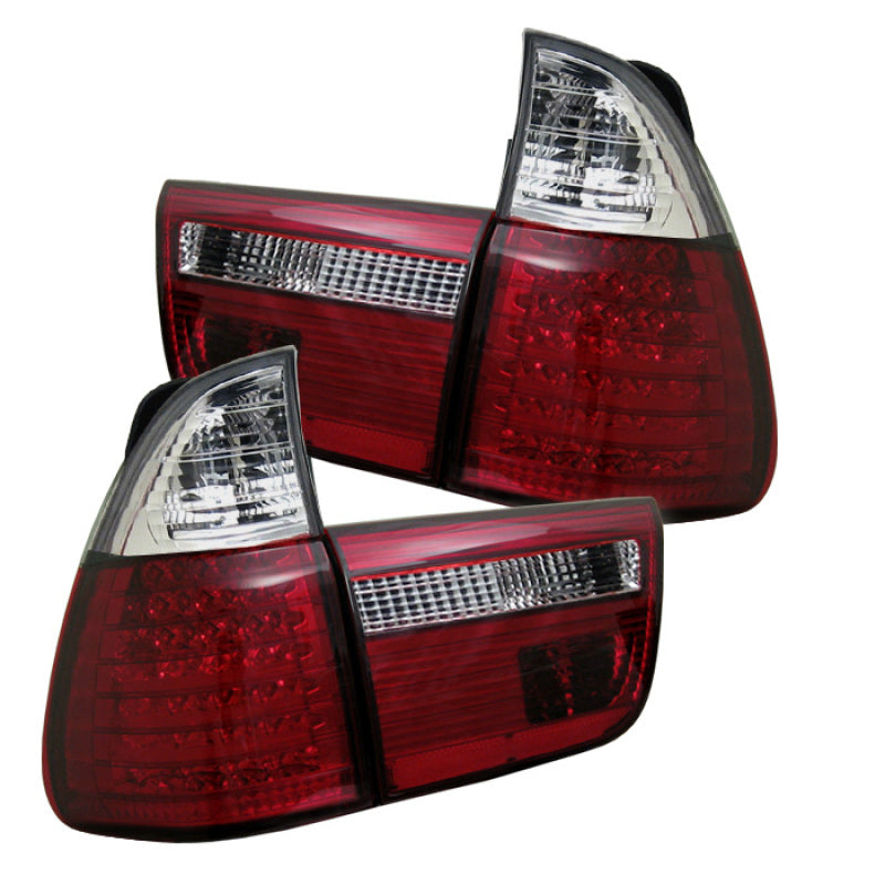 Spyder BMW E53 X5 00-06 4PCS LED Tail Lights Red Clear ALT-YD-BE5300-LED-RC - Mammoth Racing -