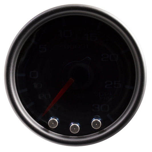 Autometer Spek-Pro Gauge Vac/Boost 2 1/16in 30Inhg-30psi Stepper Motor Peak & Warn Black/Smoke/Black - My Store
