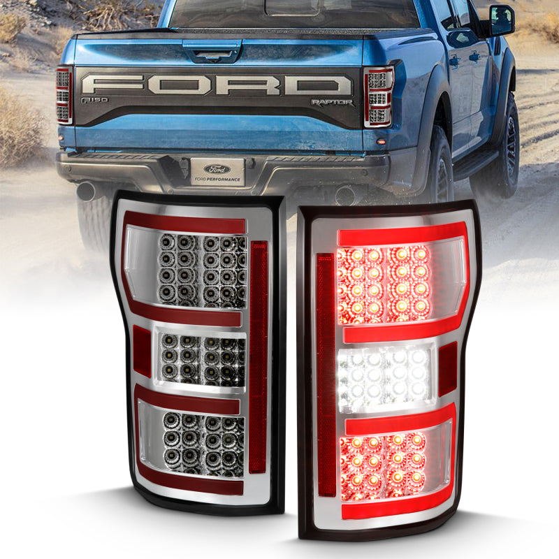 ANZO 2018-2019 Ford F-150 LED Taillight Chrome (Red Light Bar) (w/ Sequential) - Mammoth Racing -