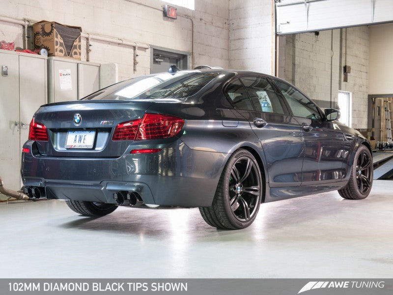 AWE Tuning BMW F10 M5 Touring Edition Axle-Back Exhaust Diamond Black Tips - Mammoth Racing -