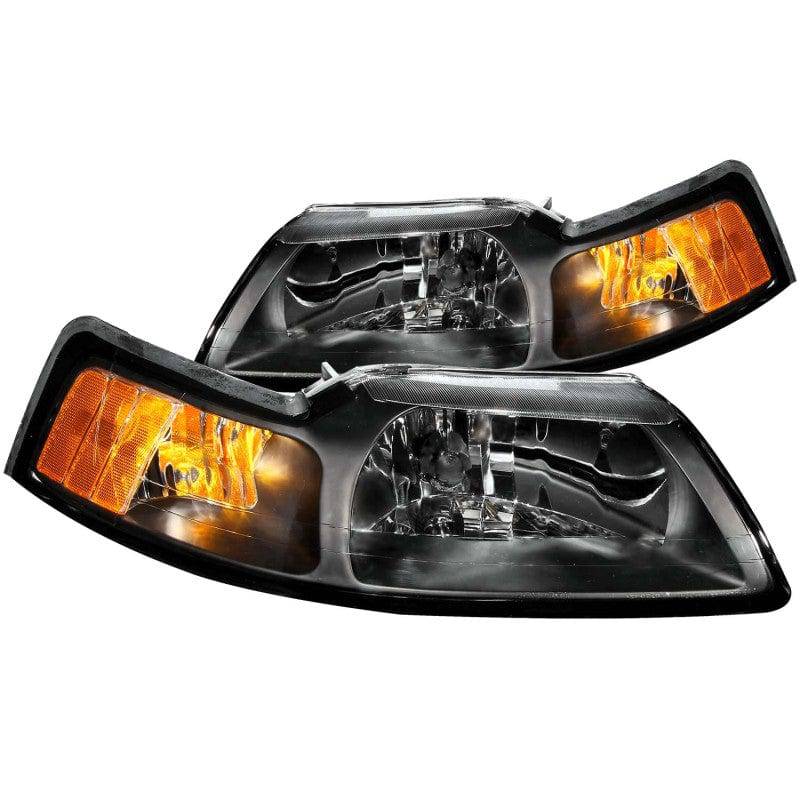 ANZO 1999-2004 Ford Mustang Crystal Headlights Black - My Store