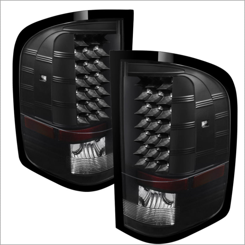 Xtune Chevy Silverado 07-13 LED Tail Lights Black ALT-JH-CS07-LED-BK - Mammoth Racing -