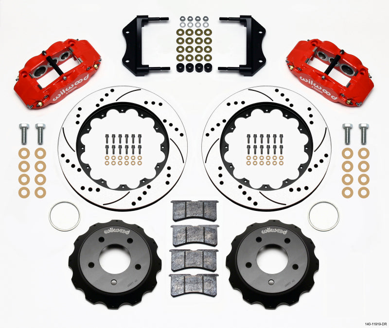 Wilwood Narrow Superlite 6R Front Hat Kit 14.00in Drilled Red 84-87 Corvette C4 - Mammoth Racing -