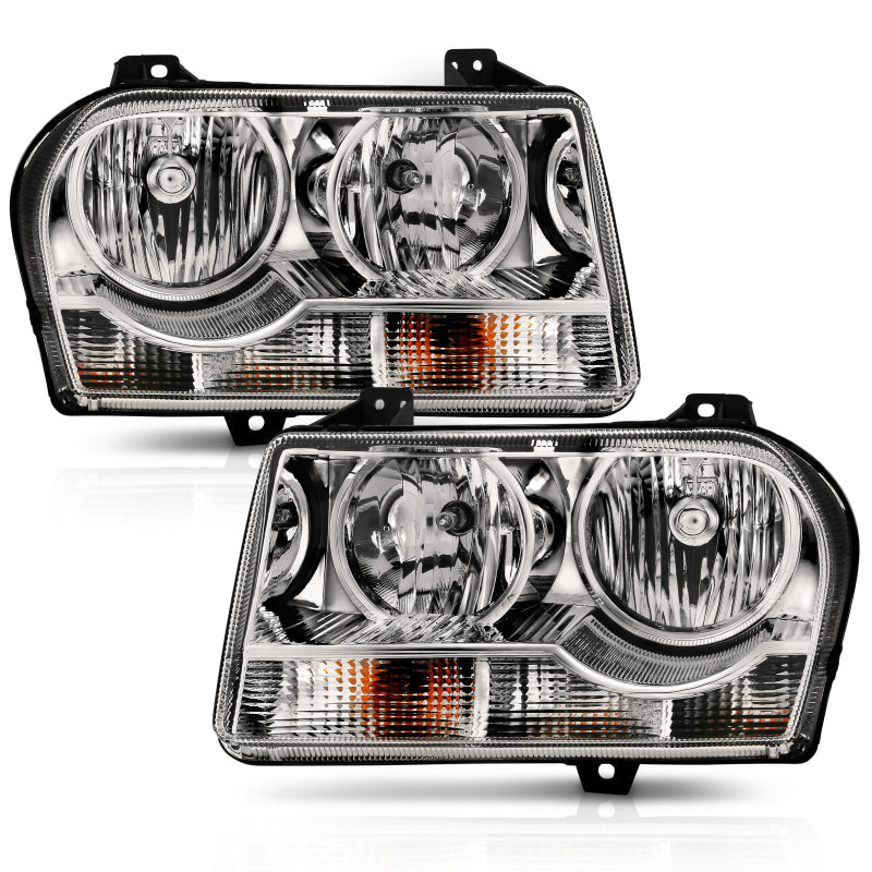 ANZO 2005-2010 Chrysler 300 Crystal Headlight Chrome Amber - Mammoth Racing -