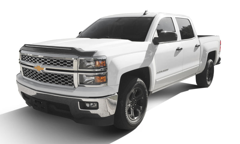 AVS 14-15 Chevy Silverado 1500 Aeroskin Low Profile Hood Shield w/ Lights - Black - Mammoth Racing -