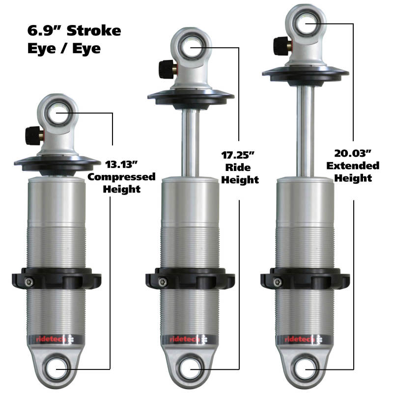 Ridetech HQ Series CoilOver Shock 6.9in Travel 2.5in Coil Eye/Eye Mounting 13.125in/20.025in - Mammoth Racing -