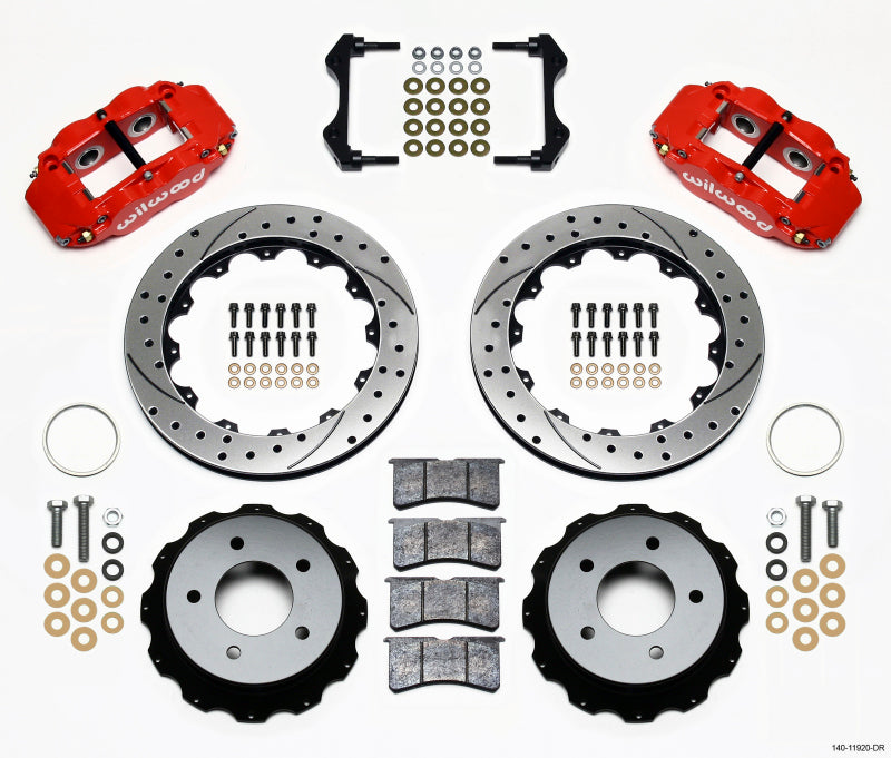 Wilwood Narrow Superlite 4R Rear Kit 12.88in Drilled Red 84-87 Corvette C4 - Mammoth Racing -