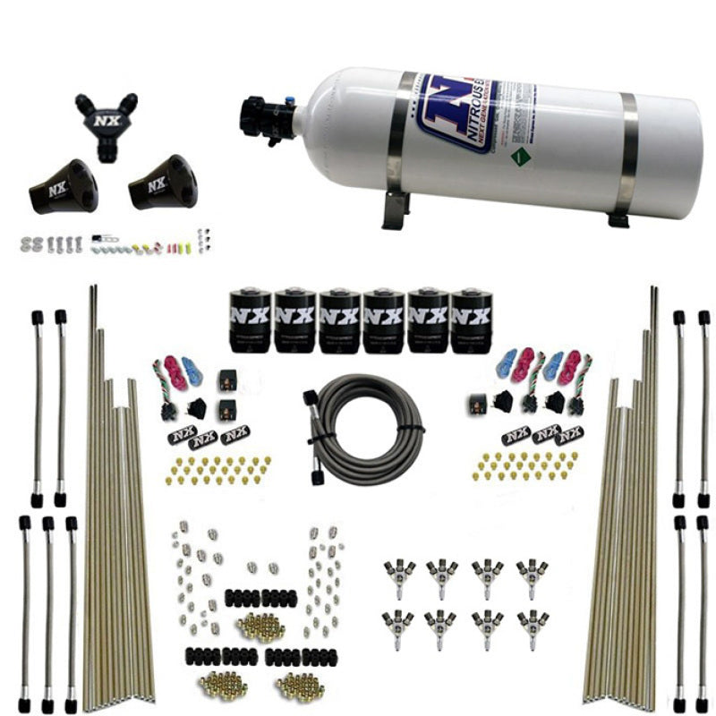 Nitrous Express 8 Cyl Triple-D Dry Direct Port 3 Stage Dry 6 Solenoids Nitrous Kit w/15lb Bottle - My Store