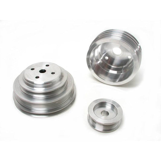 BBK 85-97 GM Truck 305 350 Underdrive Pulley Kit - Lightweight CNC Billet Aluminum (3pc) - Mammoth Racing -