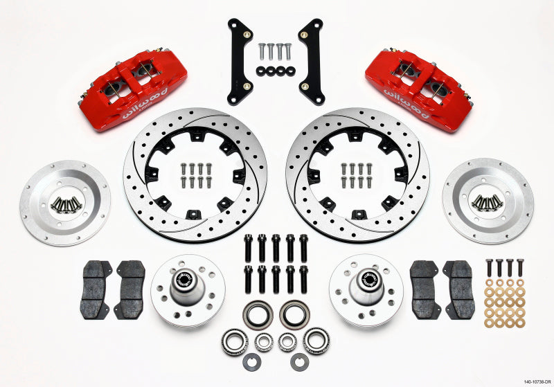Wilwood Dynapro 6 Front Hub Kit 12.19in Drilled Red 70-78 Camaro - Mammoth Racing -