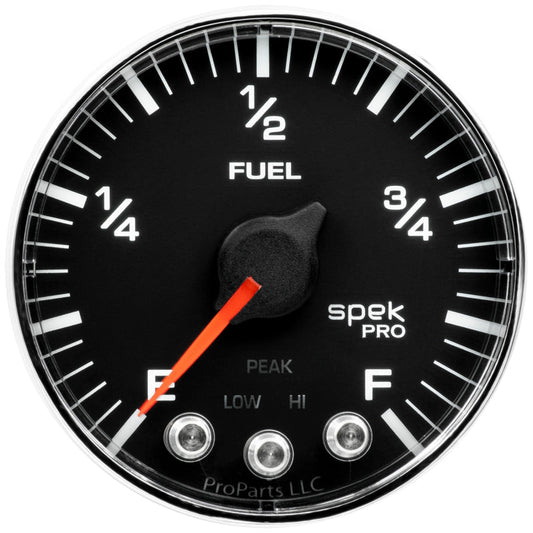 Autometer Spek-Pro Gauge Fuel Level 2 1/16in 0-270 Programmable Blk/Chrm - My Store