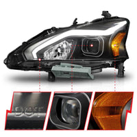 ANZO 13-15 Nissan Altima (w/o Factory HID Bulbs) Projector Headlights - w/ Light Bar Black Housing - My Store