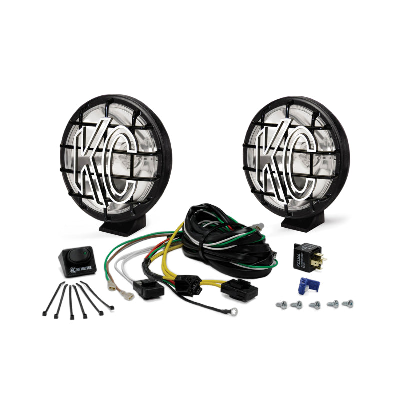 KC HiLiTES Apollo Pro 6in. Halogen Light 100w Spot Beam (Pair Pack System) - Black - Mammoth Racing -