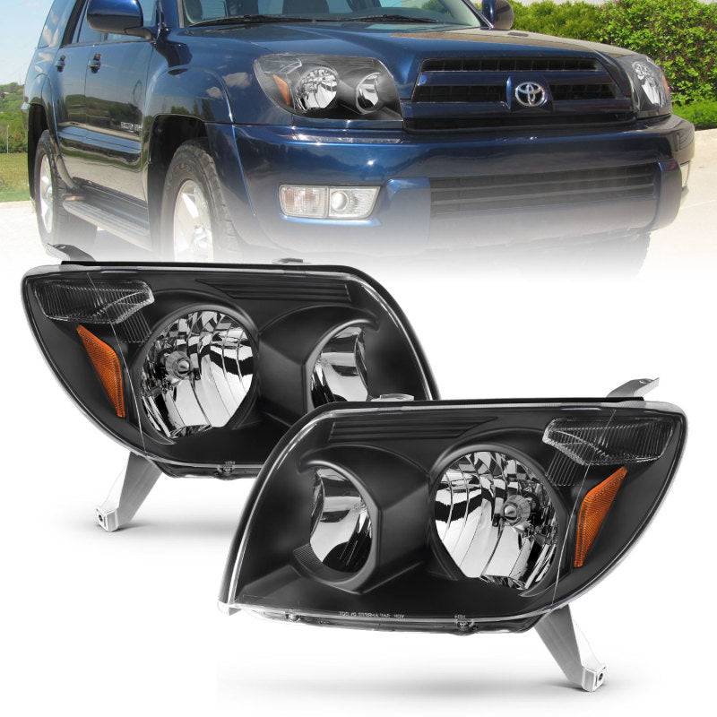 ANZO 2003-2005 Toyota 4Runner Crystal Headlights Black - My Store