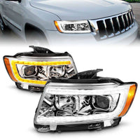 ANZO 11-13 Jeep Grand Cherokee (Factory Halogen Only) Projector Headlights w/Light Bar Swchbk Chrome - My Store