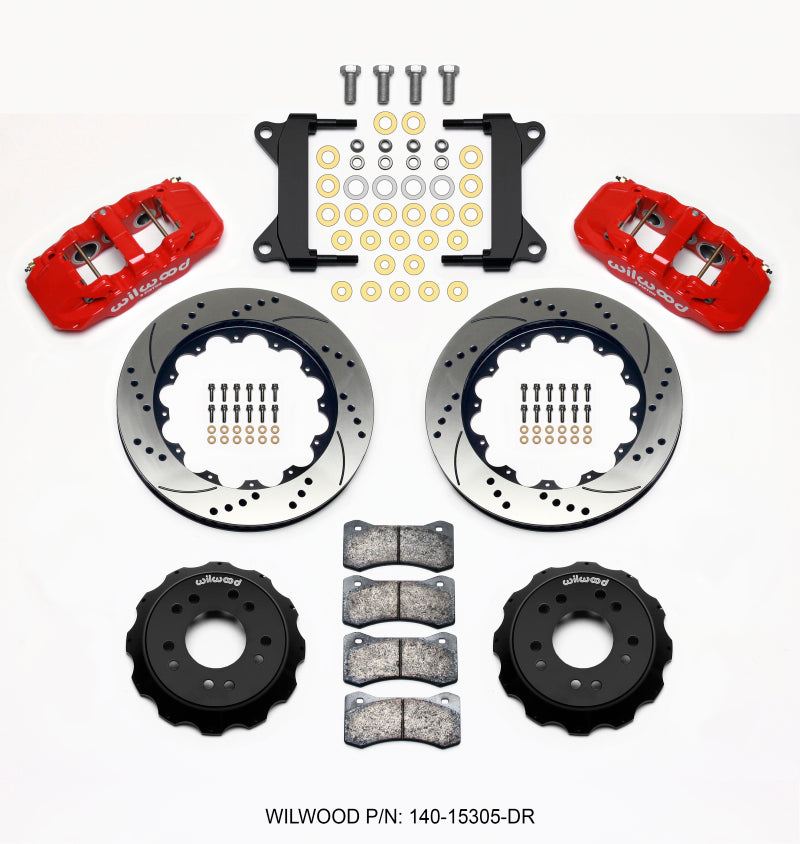 Wilwood Aero6 Front Hat Kit 14.00 Drilled Red 63-87 C10 w/ Wilwood Pro Spindles - My Store