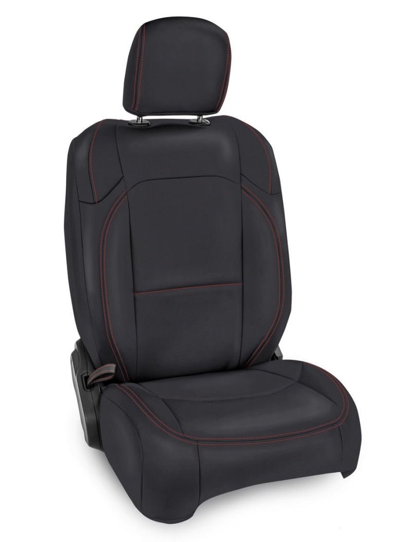 PRP 2018+ Jeep Wrangler Jlu/4 Door/Gladiator/Rubicon Front Seat Cover (Pair) -Black w/ Red Stitching - Mammoth Racing -
