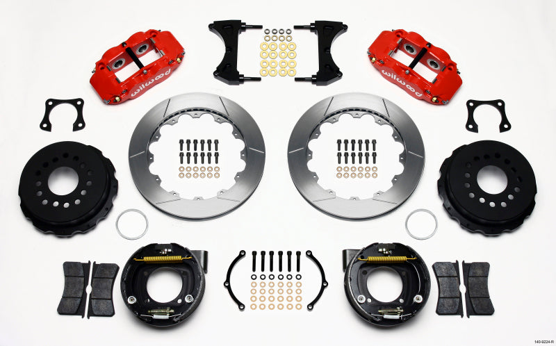Wilwood Narrow Superlite 4R Rear P-Brk Kit 12.88in Red 58-64 Olds/Pontiac Ends 2.81in Offset - My Store