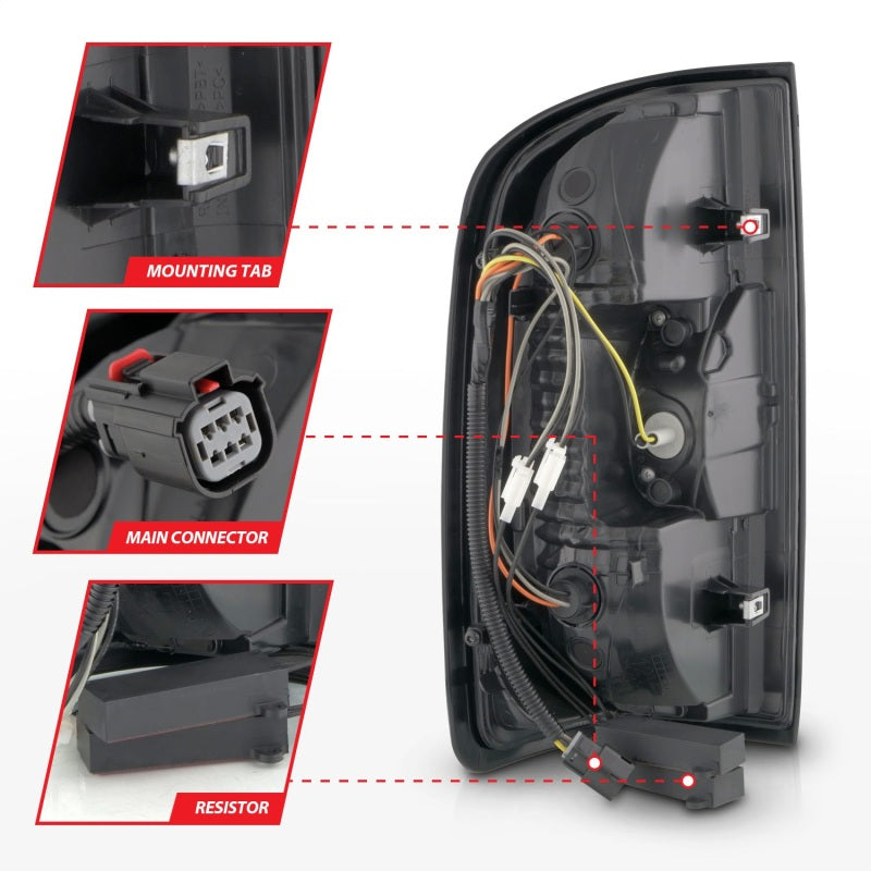 ANZO 15-21 GMC Canyon Full LED Taillights w/ Red Lightbar Black Housing/Clear Lens - Mammoth Racing -