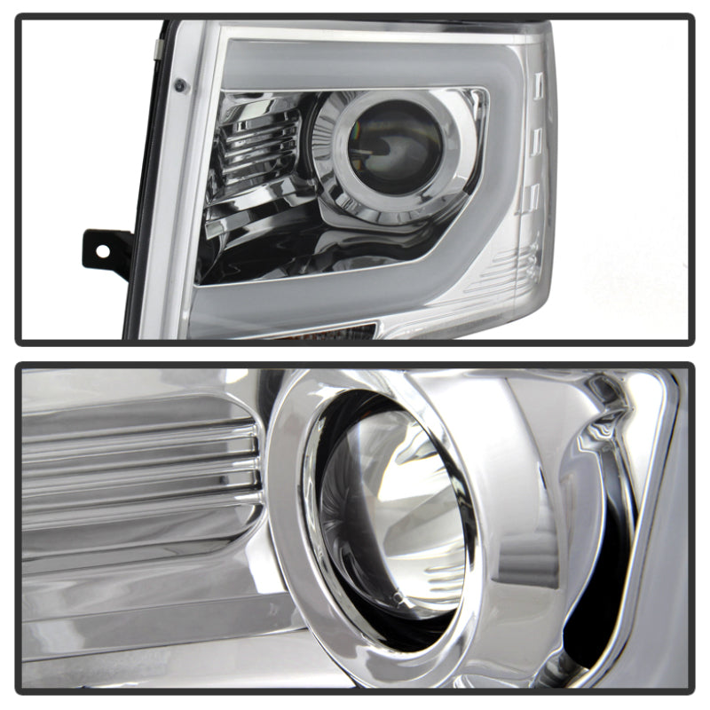 Spyder Ford F150 09-14 Projector Headlights Halogen Model- Light Bar DRL Chrm PRO-YD-FF15009-LBDRL-C - Mammoth Racing -