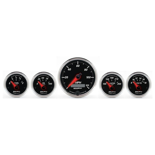 Autometer Designer Black II 3-3/8in and 2-21/16in 5 pc. Electric Speedometer Gauge - My Store