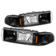 Xtune Chevy Caprice 91-96 / Impala 91-96 1Pc LED Crystal Headlights Black HD-ON-CCP91-1PC-LED-BK - Mammoth Racing -