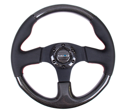 NRG Carbon Fiber Steering Wheel (315mm) Leather Trim w/Red Stitching - My Store
