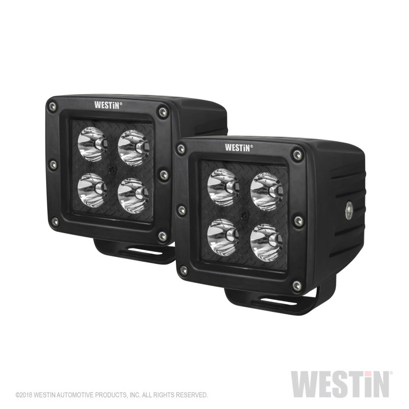 Westin HyperQ LED Auxiliary Lights 3in x 3in cube 20w Flood - Black - Mammoth Racing -