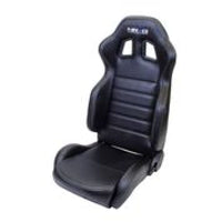 NRG Reclinable Sport Seats (Pair) PVC Leather w/NRG Logo - Black w/White Stitching - My Store