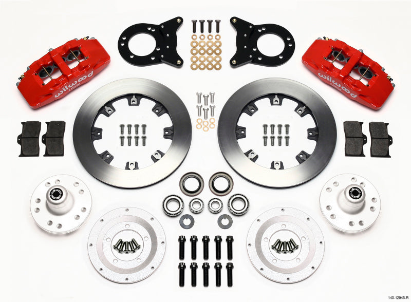 Wilwood Dynapro 6 Front Hub Kit 12.19in Red 1970-1973 Mustang Disc & Drum Spindle - Mammoth Racing -