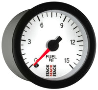 Autometer Stack 52mm 0-15 PSI 1/8in Nptf Male Pro Stepper Motor Fuel Pressure Gauge - White - My Store