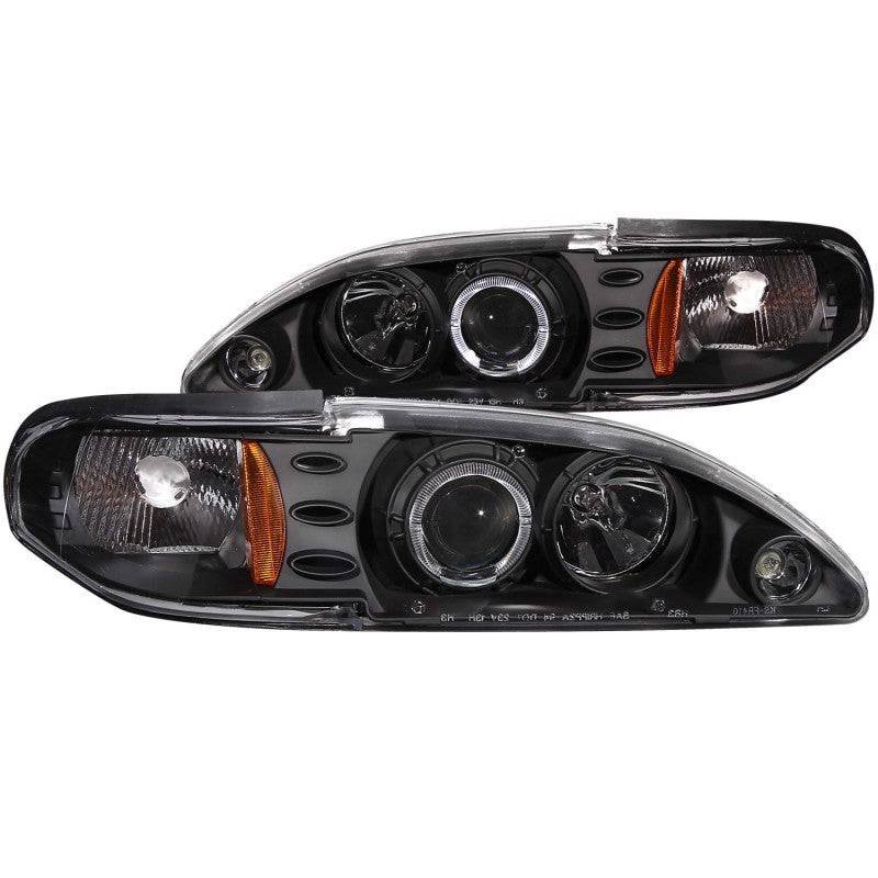 ANZO 1994-1998 Ford Mustang Projector Headlights w/ Halo Black 1pc - My Store