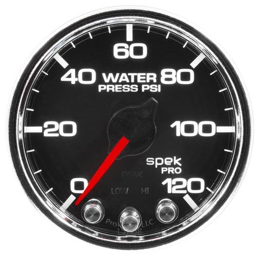 Autometer Spek-Pro Gauge Water Press 2 1/16in 120psi Stepper Motor W/Peak & Warn Blk/Chrm - My Store