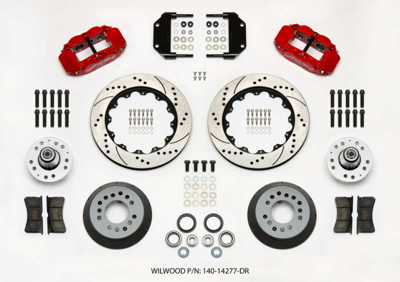 Wilwood Narrow Superlite 6R Front Hub Kit 14.00in Drill Red Magnum Force Drop Spindle - My Store