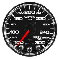 Autometer Spek-Pro Gauge Water Temp 2 1/16in 300f Stepper Motor W/Peak & Warn Blk/Chrm - My Store