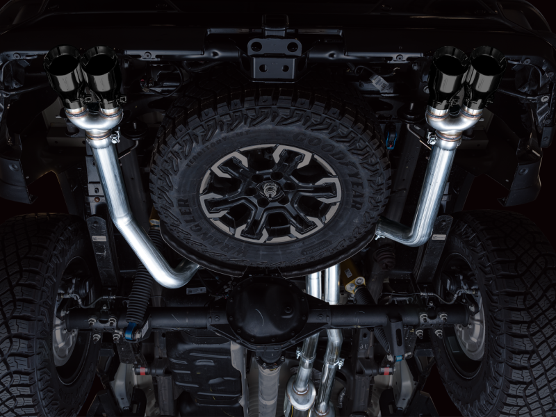 AWE Tuning 22-23 GMC Sierra 1500 AT4X 6.2L 0FG Catback Split Dual (Flat Bumper) - Diamond Black Tips - Mammoth Racing -