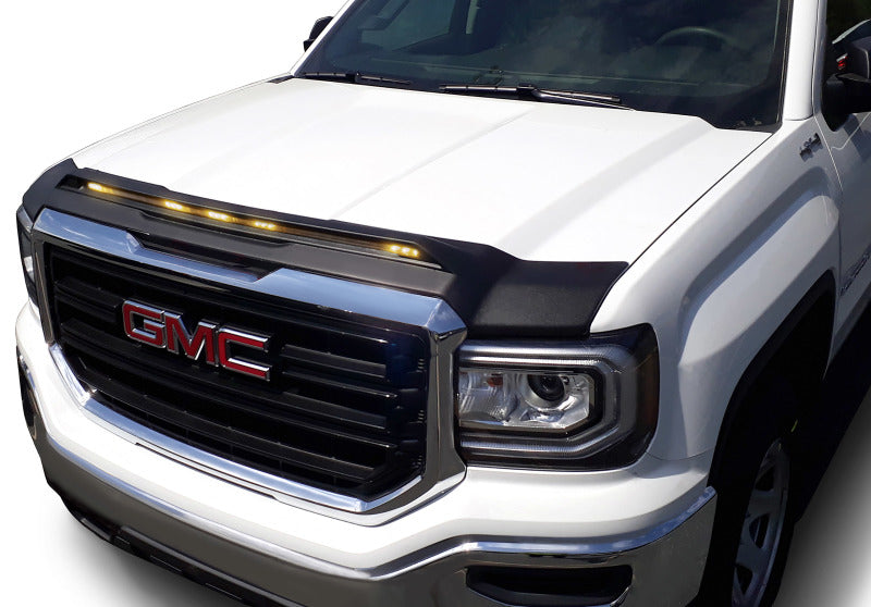 AVS 2014-2018 GMC Sierra 1500 Aeroskin Low Profile Hood Shield w/ Lights - Black - Mammoth Racing -