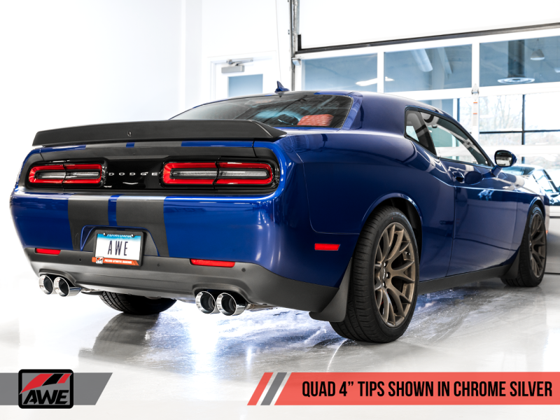 AWE Tuning 2017+ Dodge Challenger 5.7L Track Edition Exhaust - Chrome Silver Quad Tips - Mammoth Racing -