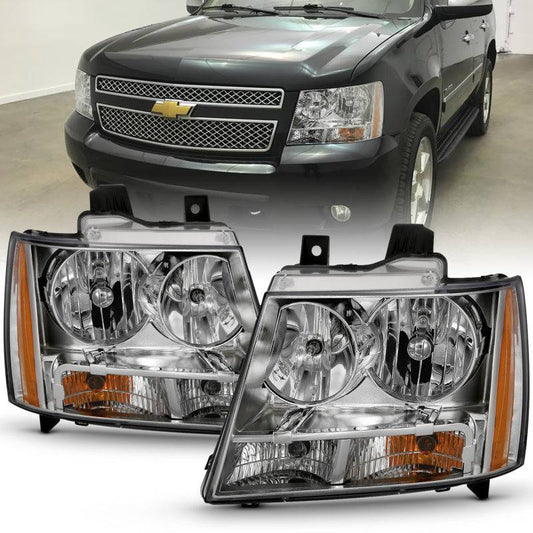 ANZO 2007-2014 Chevy TahOE Crystal Headlight Chrome Amber(OE) - My Store