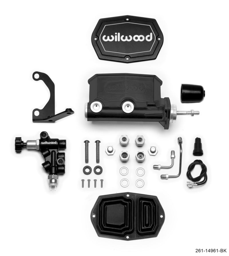 Wilwood Compact Tandem M/C - 7/8in Bore - w/Bracket and Valve (Pushrod) - Black - My Store