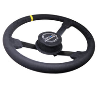 NRG Reinforced Steering Wheel (380mm) Nascar/ Alcantara 3 Spoke w/ NRG Logo/ Removable Crushed Pad - My Store