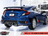 AWE Tuning 17-20 Honda Civic Si 1.5L Turbo Dual-to-Triple Tip Conversion Kit - Chrome Silver Tip - My Store