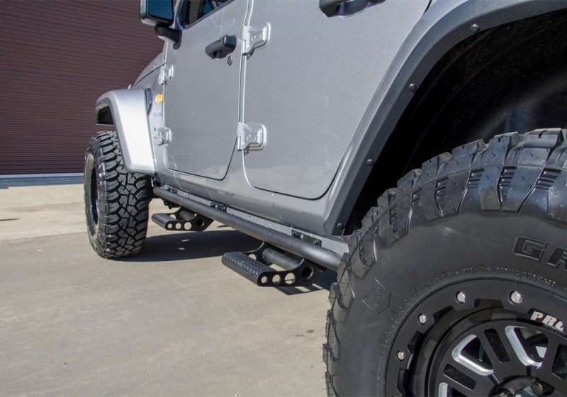 N-Fab RKR Rails 2018 Jeep Wrangler JL 4 Door Dab Length - Gloss Black - 1.75in - Mammoth Racing -