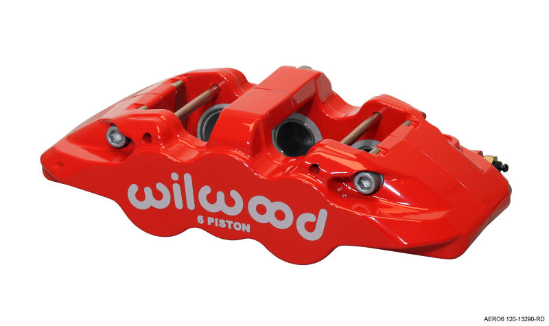 Wilwood Caliper-Aero6-L/H - Red 1.62/1.12/1.12in Pistons 1.25in Disc - Mammoth Racing -