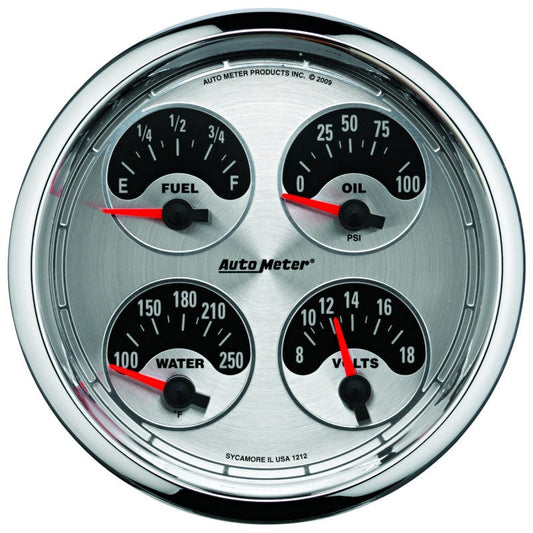 Autometer American Muscle SSE 100psi/100-250 Deg F/8-18 Volt Oil Press/Water Temp/Volt/Fuel Gauge - My Store