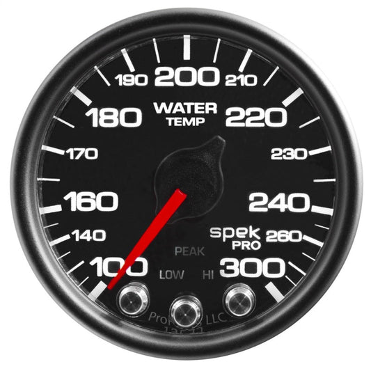 Autometer Spek-Pro Gauge Water Temp 2 1/16in 300f Stepper Motor W/Peak & Warn Blk/Blk - My Store