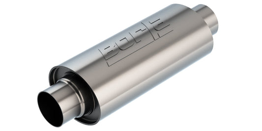 Borla Universal Muffler 5in. x 6.25in. X 13.5in. Body 18.5in. OAL 3in I.D. In/Out Brushed T-304 - Mammoth Racing -