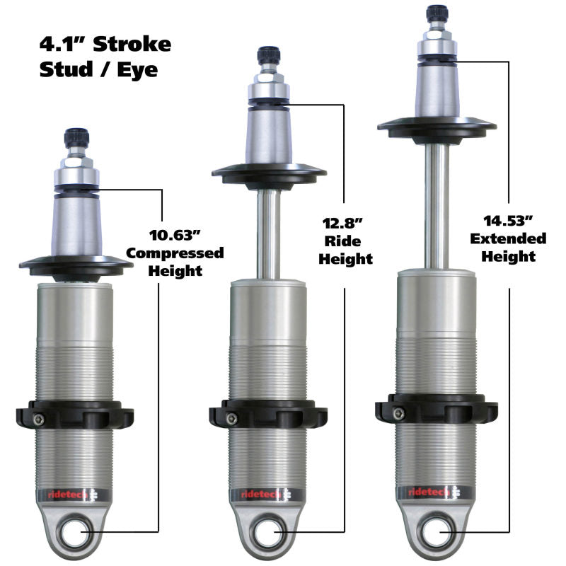 Ridetech HQ Series CoilOver Shock 4.1in Travel 2.5in Upper/Lower Bearing Mounts 10.5in/14.6in - Mammoth Racing -