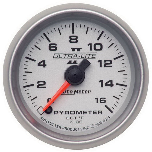 Autometer Ultra-Lite II 52mm 0-1600 Deg F Full Sweep Electric Pyrometer (egt) Gauge - My Store